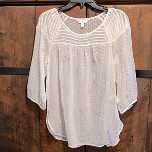Lauren Conrad White Swiss Dot Top
